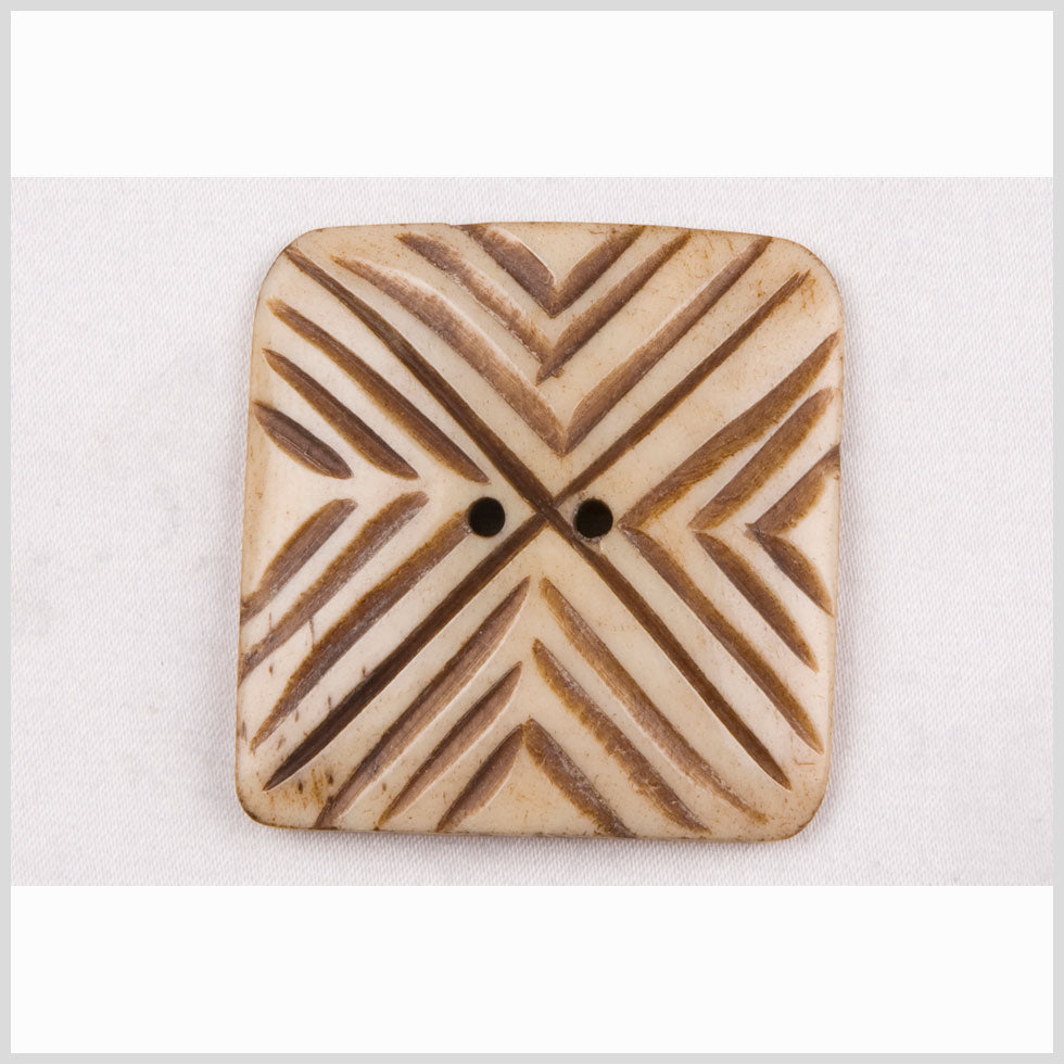 Natural Bone Rounded Square 2-Hole Button - 58L/37mm