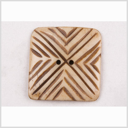 Natural Bone Rounded Square 2-Hole Button - 58L/37mm