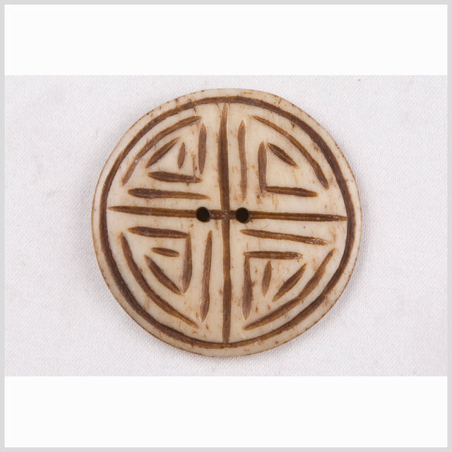Natural Bone Primitive Pattern 2-Hole Button - 24L/15mm