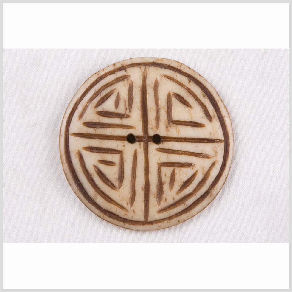 Natural Bone Primitive Pattern 2-Hole Button - 54L/34mm
