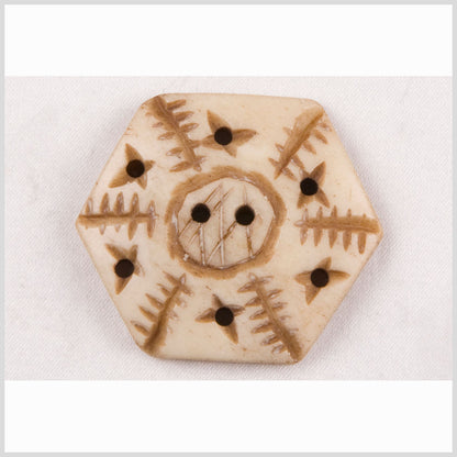 Natural Bone Hexagonal 2-Hole Button - 54L/34mm
