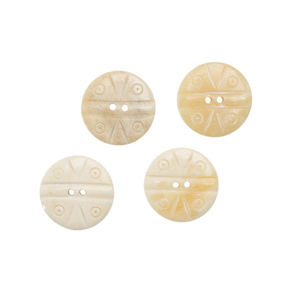 Natural Bone Carved 2-Hole Button - 44L/28mm Full