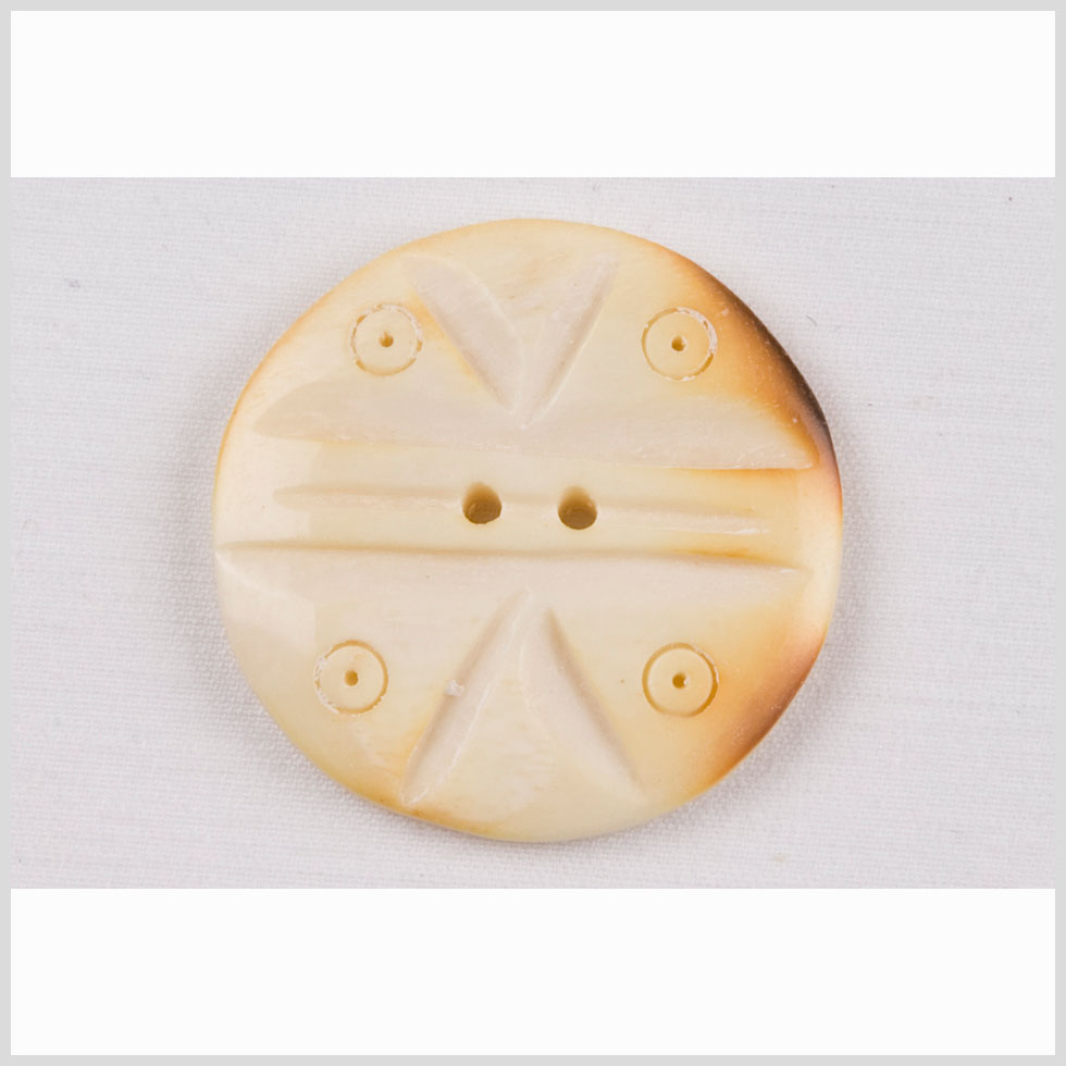 Natural Bone Carved 2-Hole Button - 44L/28mm