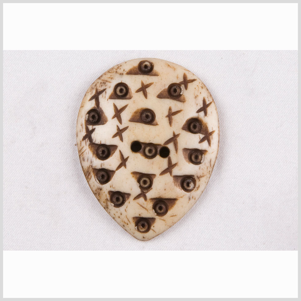 Natural Bone Carved Oval 2-Hole Button - 54L/34mm
