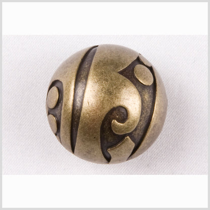 Decorative Old Brass Full-Sphere Metal Shank-Back Button - 28L/18mm