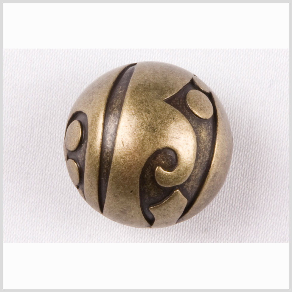 Decorative Old Brass Full-Sphere Metal Shank-Back Button - 36L/23mm