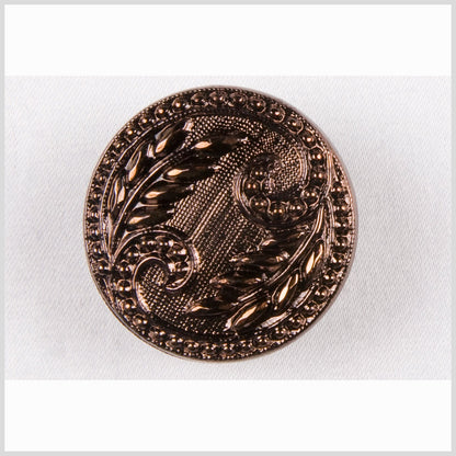 Copper Floral Leaf Glass Shank Back Button - 22L/14mm