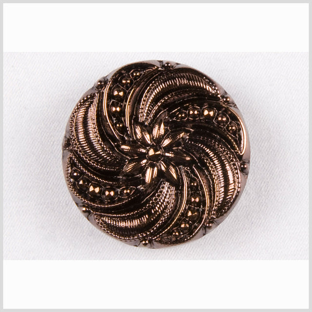 Copper Floral and Swirl Glass Button - 22L/14mm