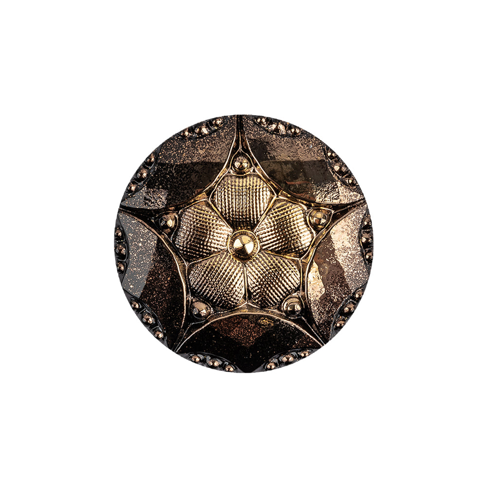 Gold Shaded Glass Button - 36L/23mm