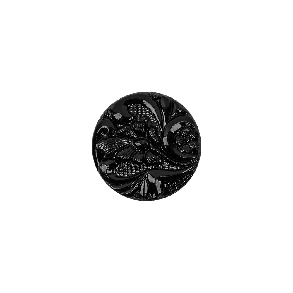 Black Glass Button - 22L/14mm
