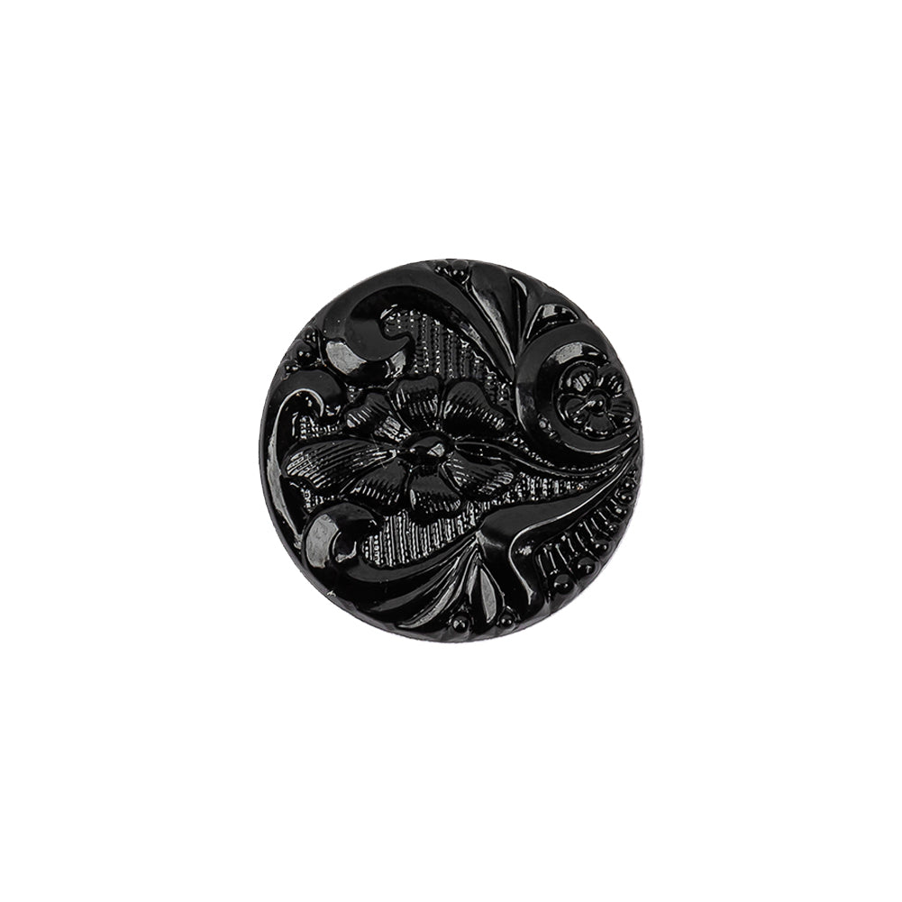 Black Glass Button - 28L/18mm