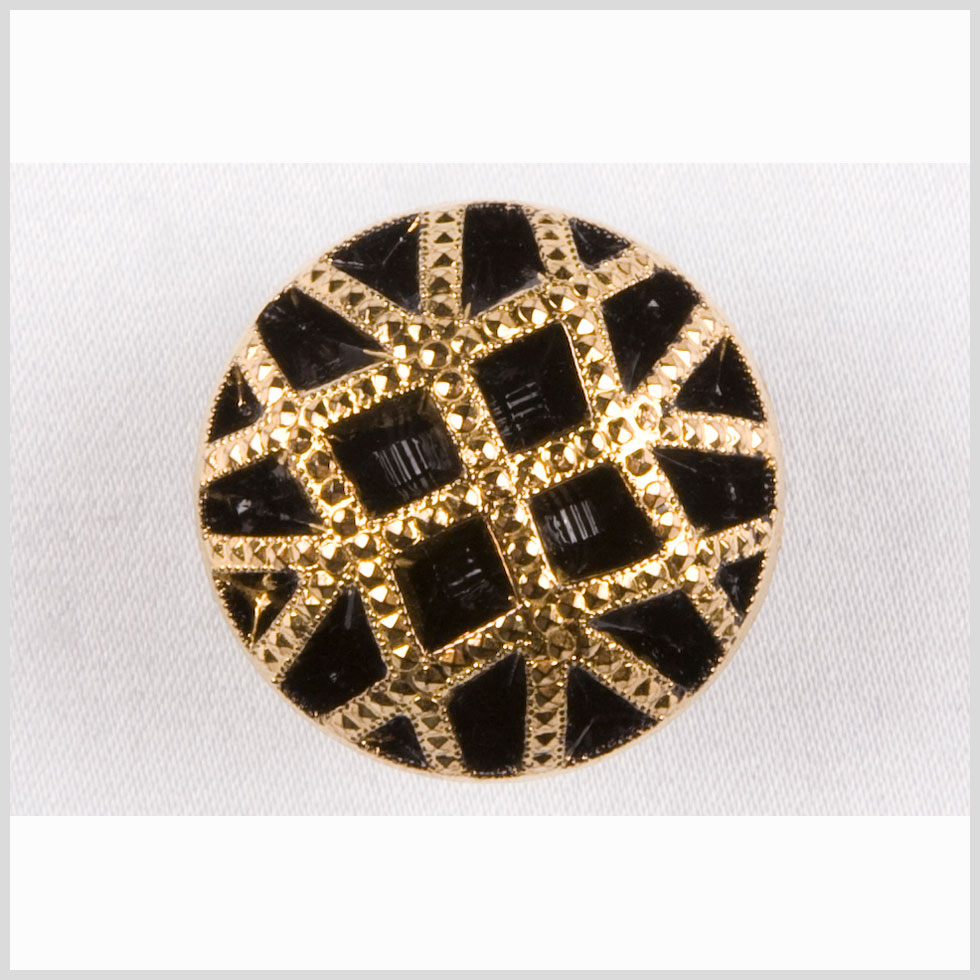 Black and Gold Studded Glass Shank Back Button - 22L/14mm