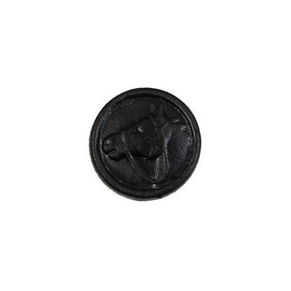 Black Leather Horsehead Button - 24L/15mm
