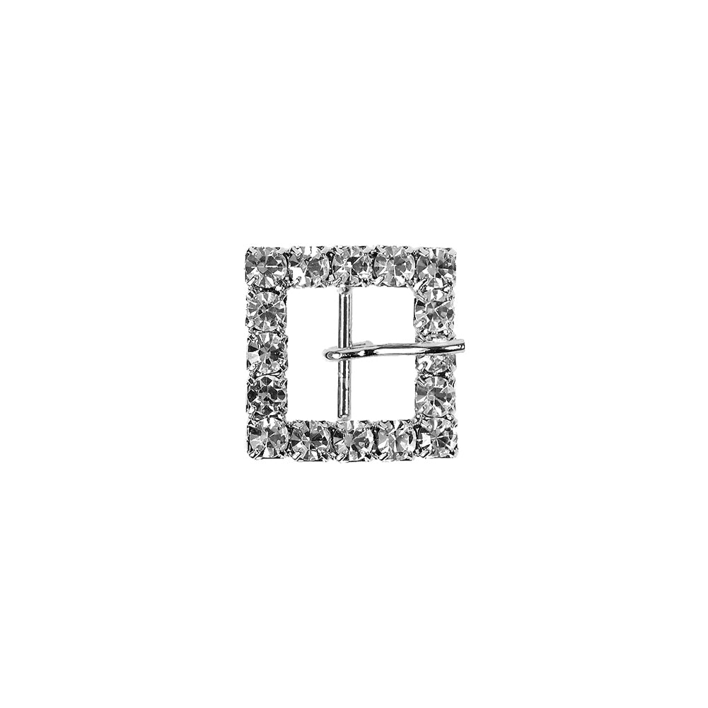 Swarovski Crystal and Silver Square Rhinestone Buckle - 0.625"