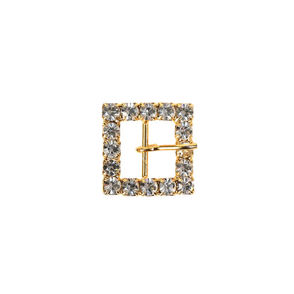 Swarovski Crystal and Gold Square Rhinestone Buckle - 0.625"