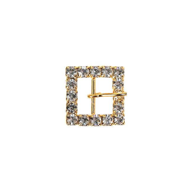 Swarovski Crystal and Gold Square Rhinestone Buckle - 0.625"