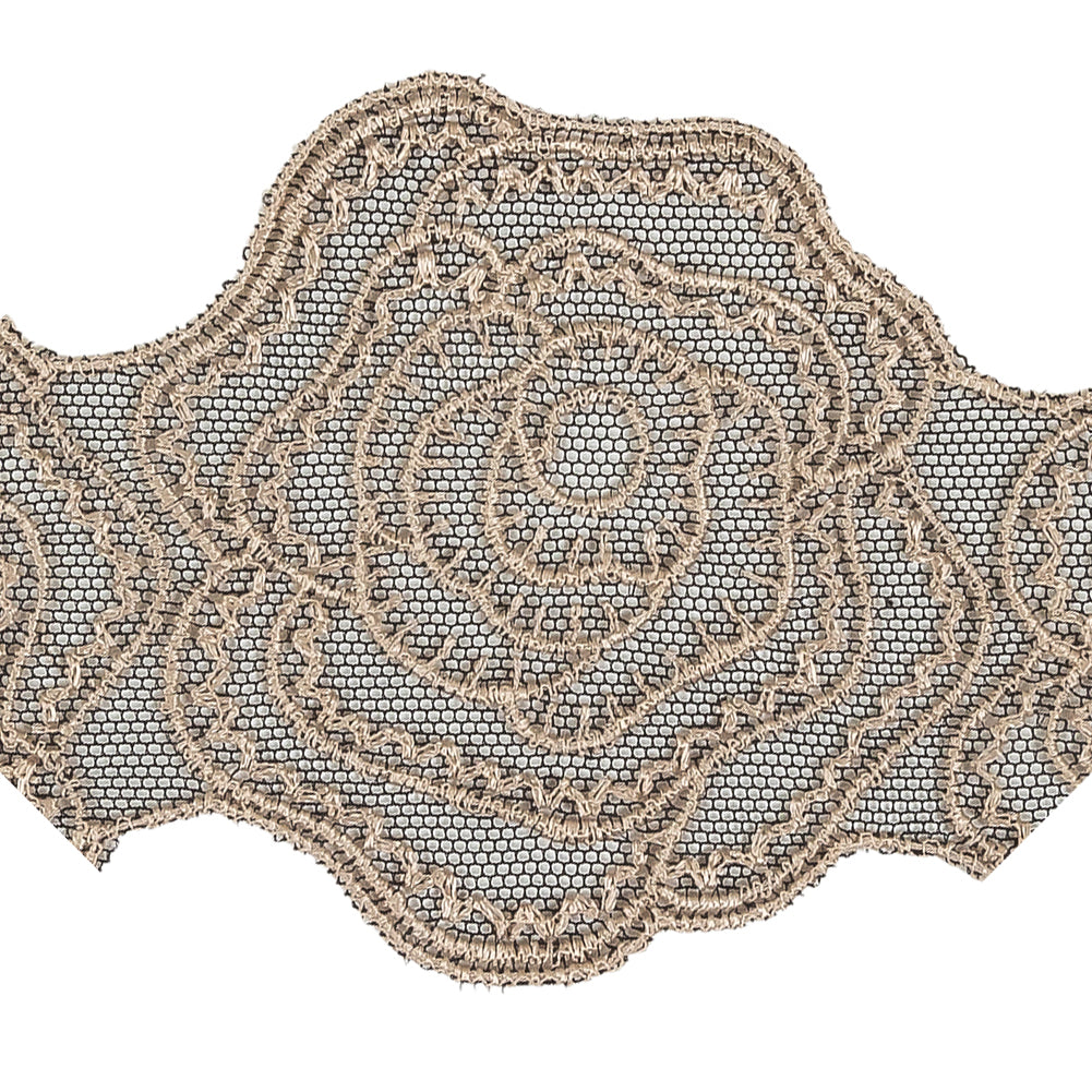 Dark Beige Embroidered & Eyelet Lace Detail