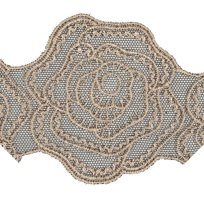 Dark Beige Embroidered & Eyelet Lace Detail