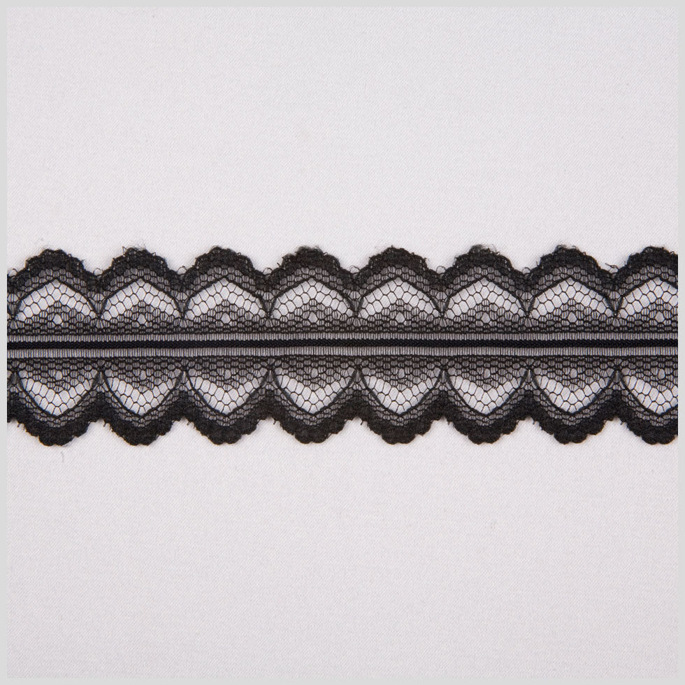 1.25" Black Raschel Lace