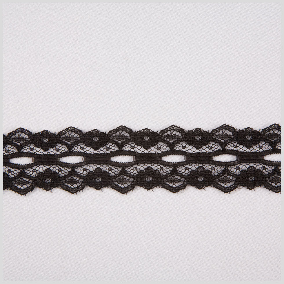 1" Black Raschel Lace