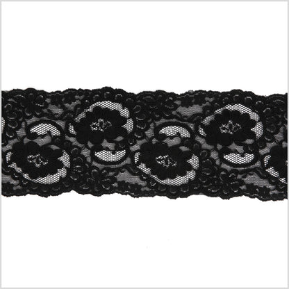 Black Corded Lace Trim - 3.75"
