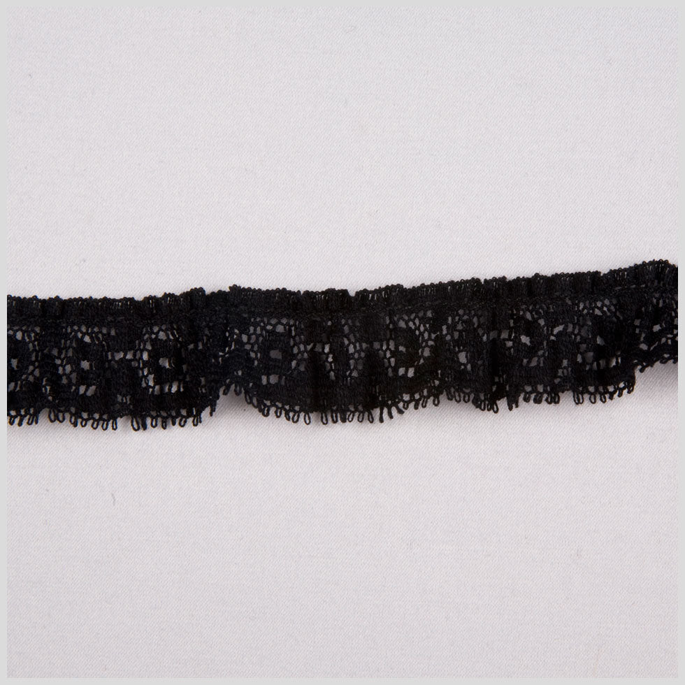 7/8" Black Pleated Lace