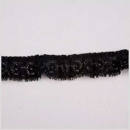 7/8" Black Pleated Lace