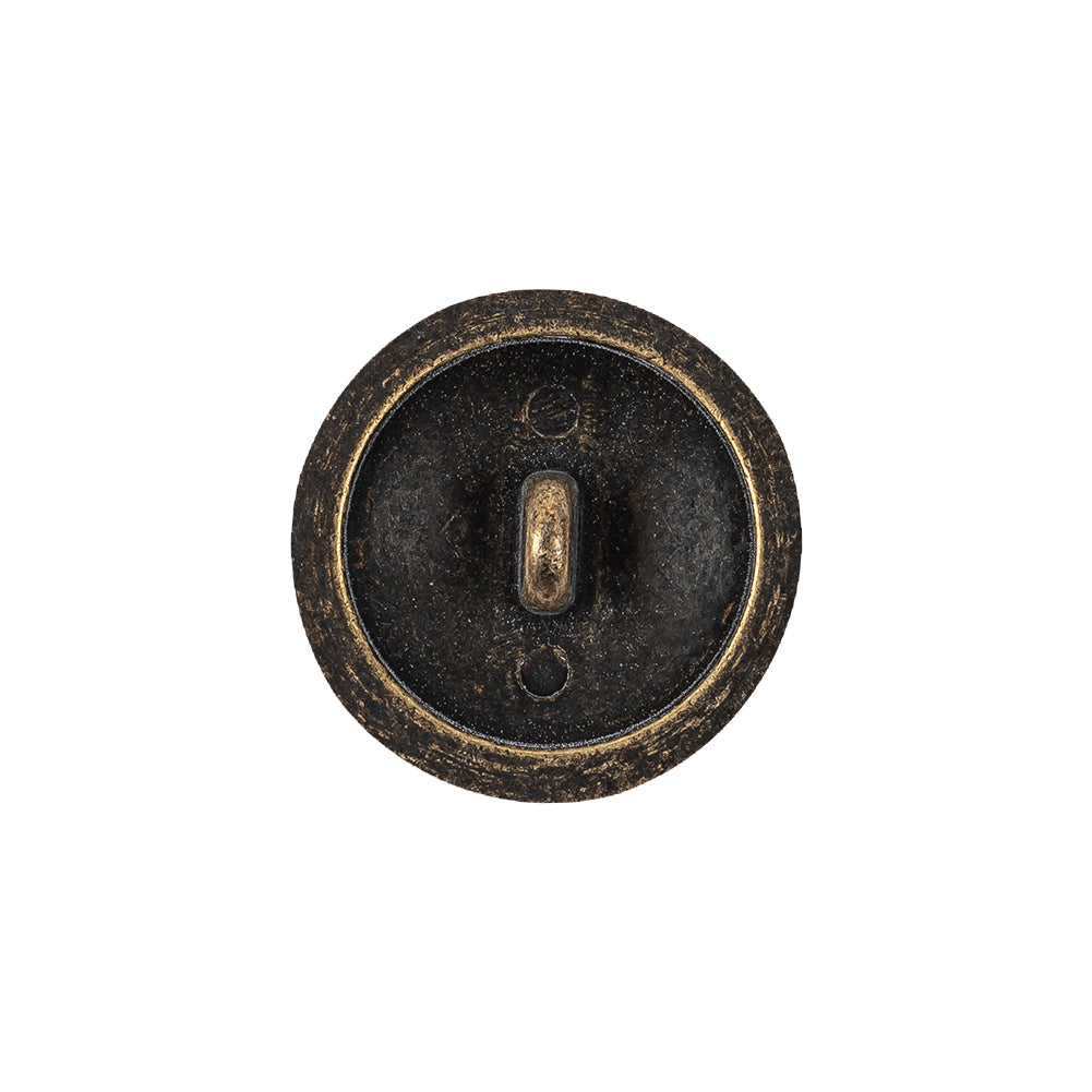 Old Brass Domed Metal Shank Back Button with Decorative Rim - 32L/20mm Detail