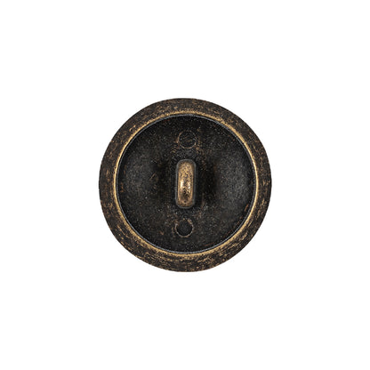 Old Brass Domed Metal Shank Back Button with Decorative Rim - 32L/20mm Detail