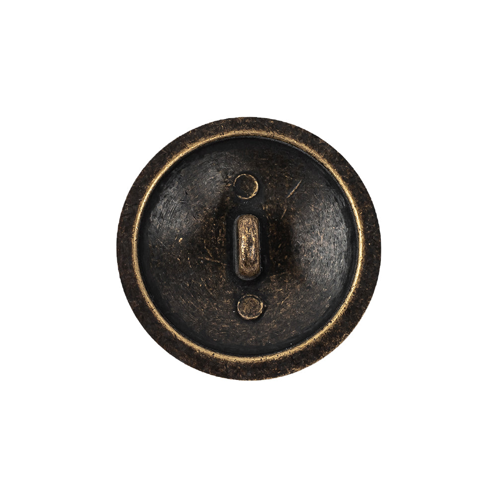 Old Brass Domed Metal Shank Back Button with Decorative Rim - 36L/23mm Detail