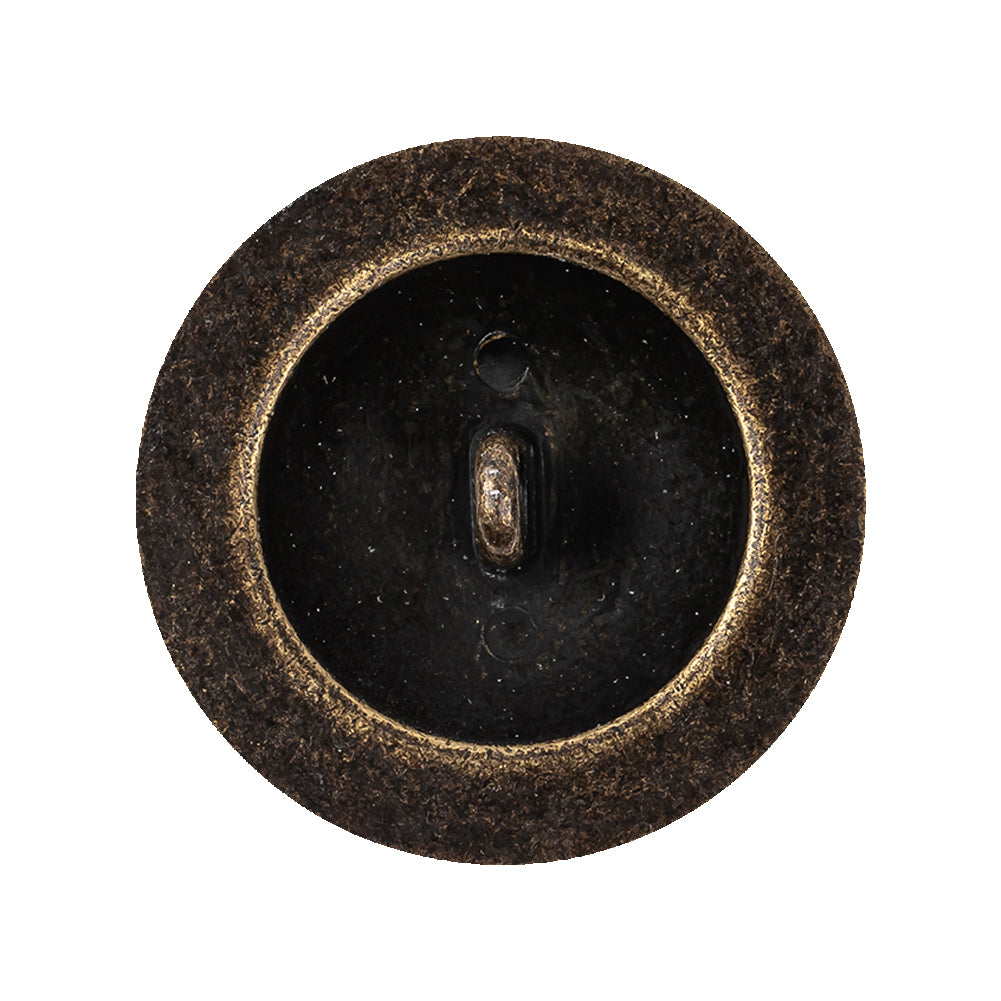 Old Brass Domed Metal Shank Back Button with Decorative Rim - 44L/28mm Detail