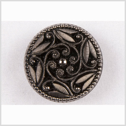 Black/Platinum Glass Button - 22L/14mm