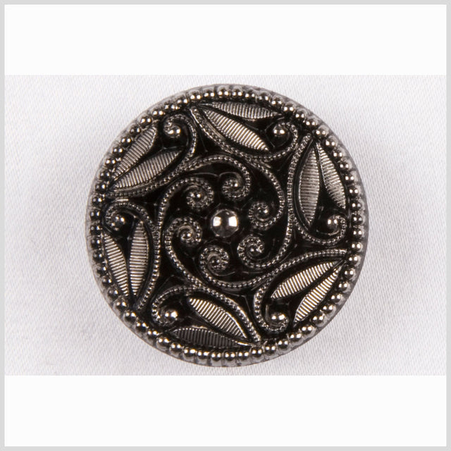 Black/Platinum Glass Button - 36L/23mm