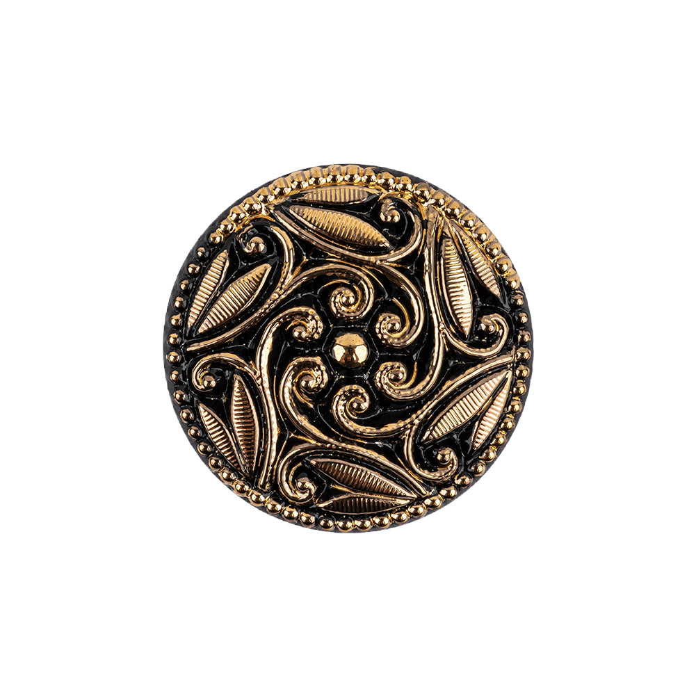 Black/Gold Glass Button - 36L/23mm