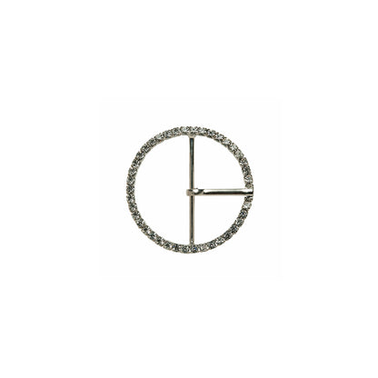 Swarovski Crystal and Silver Circular Rhinestone Buckle - 1.25"