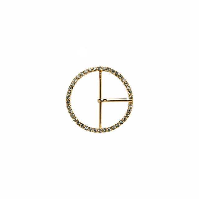 Swarovski Crystal and Gold Circular Rhinestone Buckle - 1.25"