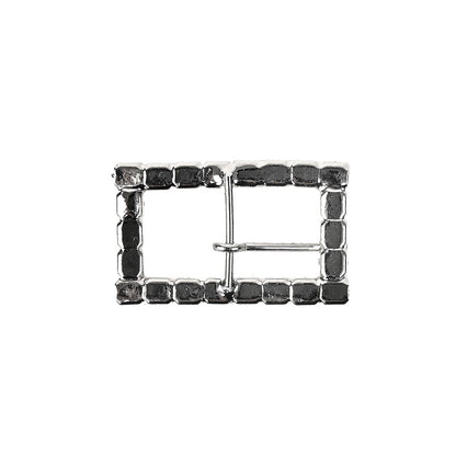Swarovski Crystal and Silver Rectangular Rhinestone Buckle - 1" x 0.625" Detail