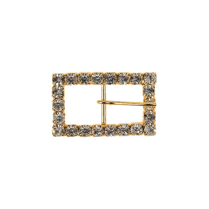 Swarovski Crystal and Gold Rectangular Rhinestone Buckle - 1" x 0.625"