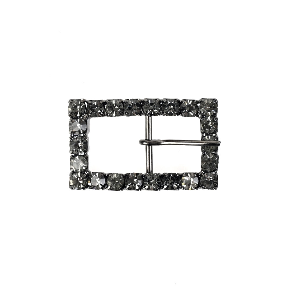 Swarovski Gunmetal Rectangular Rhinestone Buckle - 1" x 0.625"