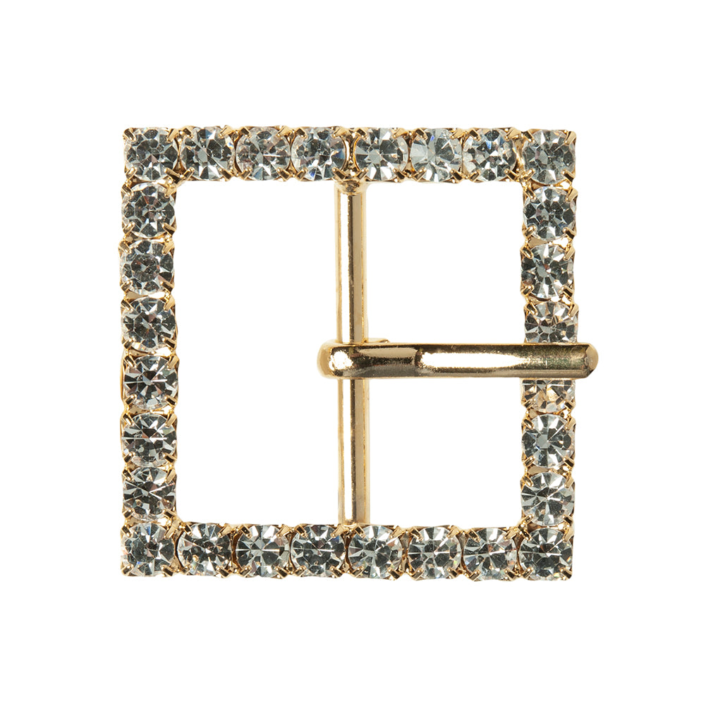 Swarovski Crystal and Gold Square Rhinestone Buckle - 1.375"