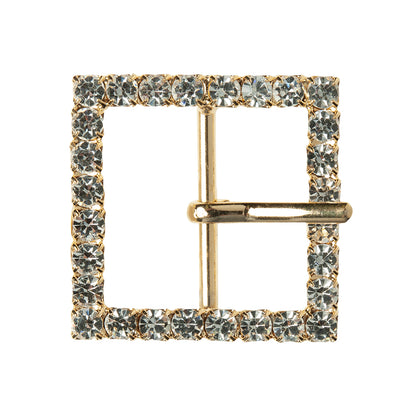 Swarovski Crystal and Gold Square Rhinestone Buckle - 1.375"