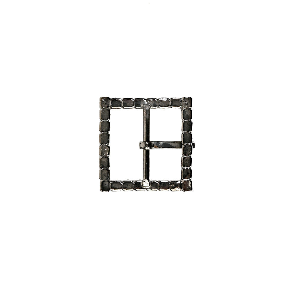 Swarovski Black Diamond and Gunmetal Square Rhinestone Buckle - 1.375"