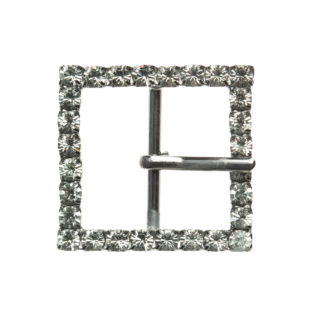 Swarovski Black Diamond and Gunmetal Square Rhinestone Buckle - 1.375"