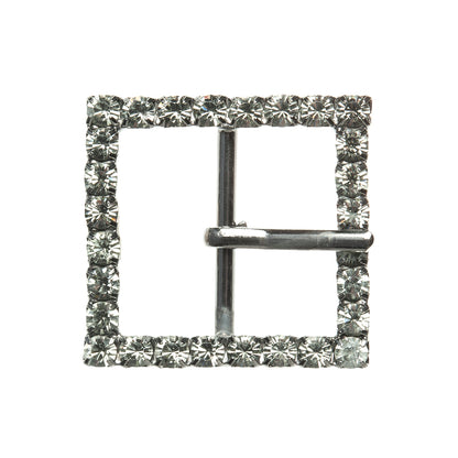 Swarovski Black Diamond and Gunmetal Square Rhinestone Buckle - 1.375"