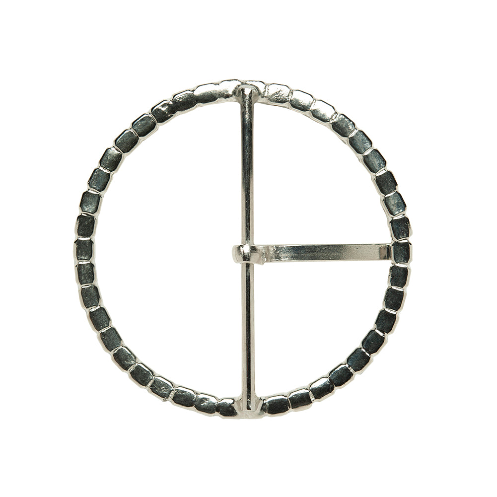 Swarovski Crystal and Silver Circular Rhinestone Buckle - 2.5" Folded