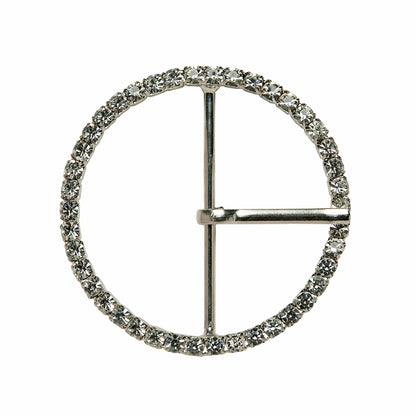 Swarovski Crystal and Silver Circular Rhinestone Buckle - 2.5"