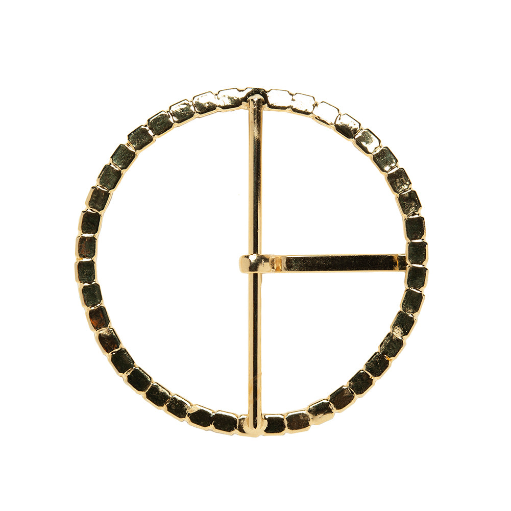 Swarovski Crystal and Gold Circular Rhinestone Buckle - 2.5"