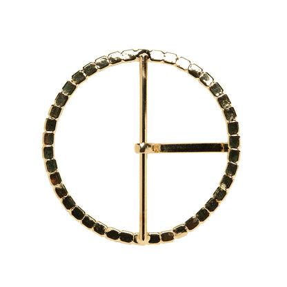 Swarovski Crystal and Gold Circular Rhinestone Buckle - 2.5"