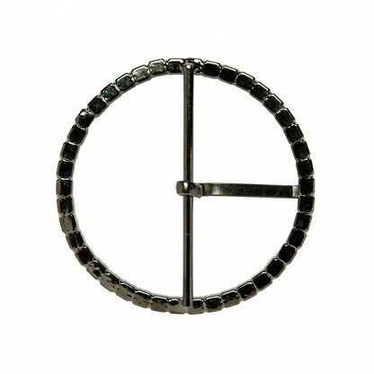 Swarovski Black Diamond and Gunmetal Circular Rhinestone Buckle - 2.5"