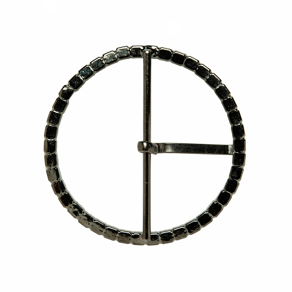 Swarovski Black Diamond and Gunmetal Circular Rhinestone Buckle - 2.5" Folded